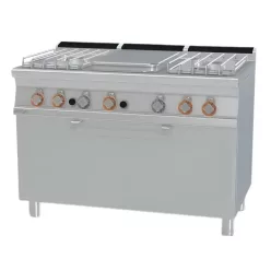   Lotus tűzhely, gázüzemű, 1 zónás francia lappal, 4 égőfejjel, gázüzemű statikus sütővel, 40 kw