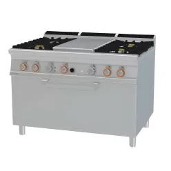   Lotus tűzhely, gázüzemű, 1 zónás francia lappal, 4 égőfejjel, elektromos statikus sütővel, 44,2 kw