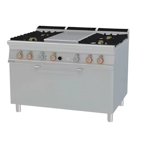 Lotus tűzhely, gázüzemű, 1 zónás francia lappal, 4 égőfejjel, elektromos statikus sütővel, 44,2 kw