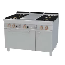   Lotus tűzhely, gázüzemű, 1 zónás francia lappal, 4 égőfejjel, elektromos statikus sütővel, tárolóval, 41,7 kw