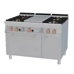   Lotus tűzhely, gázüzemű, 1 zónás francia lappal, 4 égőfejjel, gázüzemű statikus sütővel, tárolóval, 43,5 kw