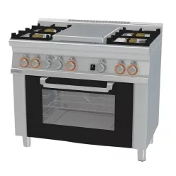   Lotus tűzhely, gázüzemű, 1 zónás francia lappal, 4 égőfejjel, elektromos multifunkciós sütővel