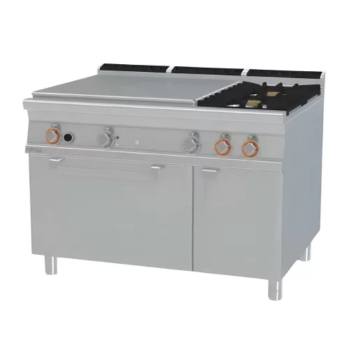 Lotus tűzhely, gázüzemű, 1 zónás francia lappal, 2 égőfejjel, elektromos légkeveréses sütővel, tárolóval, 29 kW+5,32 kW