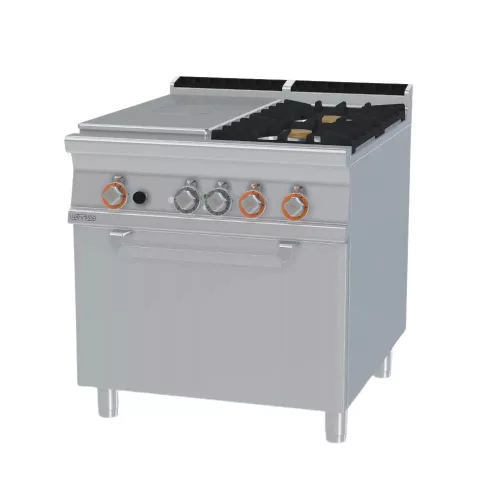 Lotus tűzhely, gázüzemű, 1 zónás francia lappal, 2 égőfejjel, elektromos légkeveréses sütővel, 24 kW+5,32 kw