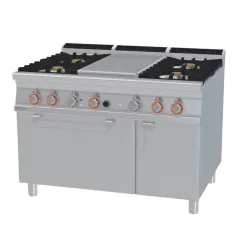   Lotus tűzhely, gázüzemű, 1 zónás francia lappal, 4 égőfejjel, elektromos légkeveréses sütővel, tárolóval, 40,32 kw