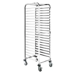   Tálcaszedő kocsi, 16 db GN 1/1 tálcaférőhely, 4 kerekes, 2 fékezhető