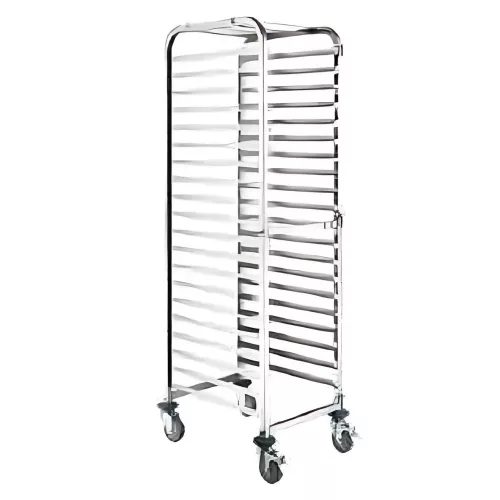 Tálcaszedő kocsi, 16 db GN 1/1 tálcaférőhely, 4 kerekes, 2 fékezhető