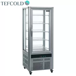   Tefcold kínáló hűtővitrin, szürke, 468 literes, üvegajtós, ventilációs, 0,225 kW