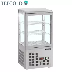   Tefcold kínáló hűtővitrin, szürke, 60 literes, pultra helyezhető, ventilációs, 0,164 kW