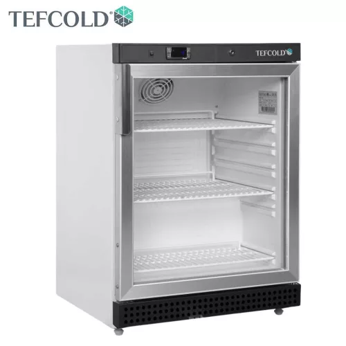 Tefcold hűtővitrin, 130 literes, üvegajtós, ventillációs, fehér