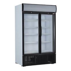 Ugur Italhűtő, két üvegajtóval, reklámfelülettel