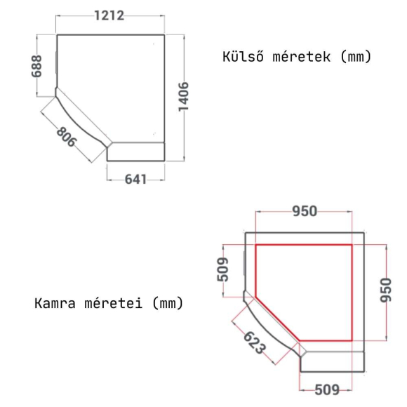 Pizzakemence, 2 kamrás, elektromos, szögletes, helytakarékos forma, érintőképernyős