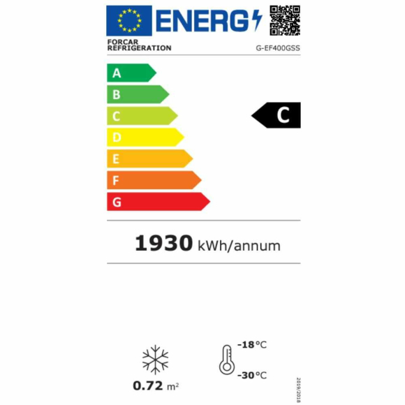 MÉLYHŰTŐSZEKRÉNY, 400 literes, palásthűtéses, üvegajtóval, rozsdamentes