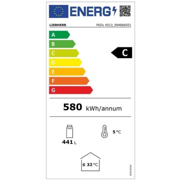 HŰTŐSZEKRÉNY, 441 literes, üvegajtós, ventilációs