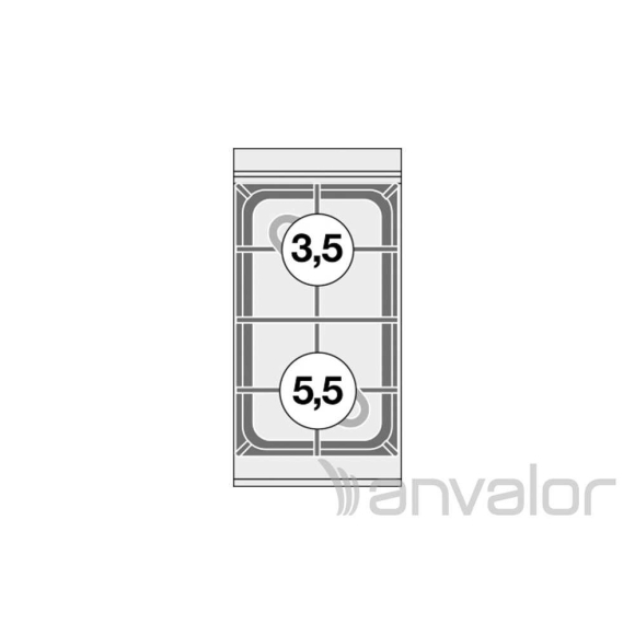 TŰZHELY, asztali, gázüzemű, 2 égőfejjel, 9 kW