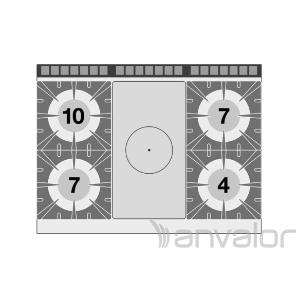 TŰZHELY, gázüzemű, 1 zónás francia lappal, 4 égőfejjel, elektromos statikus sütővel, tárolóval, 41,7 kW