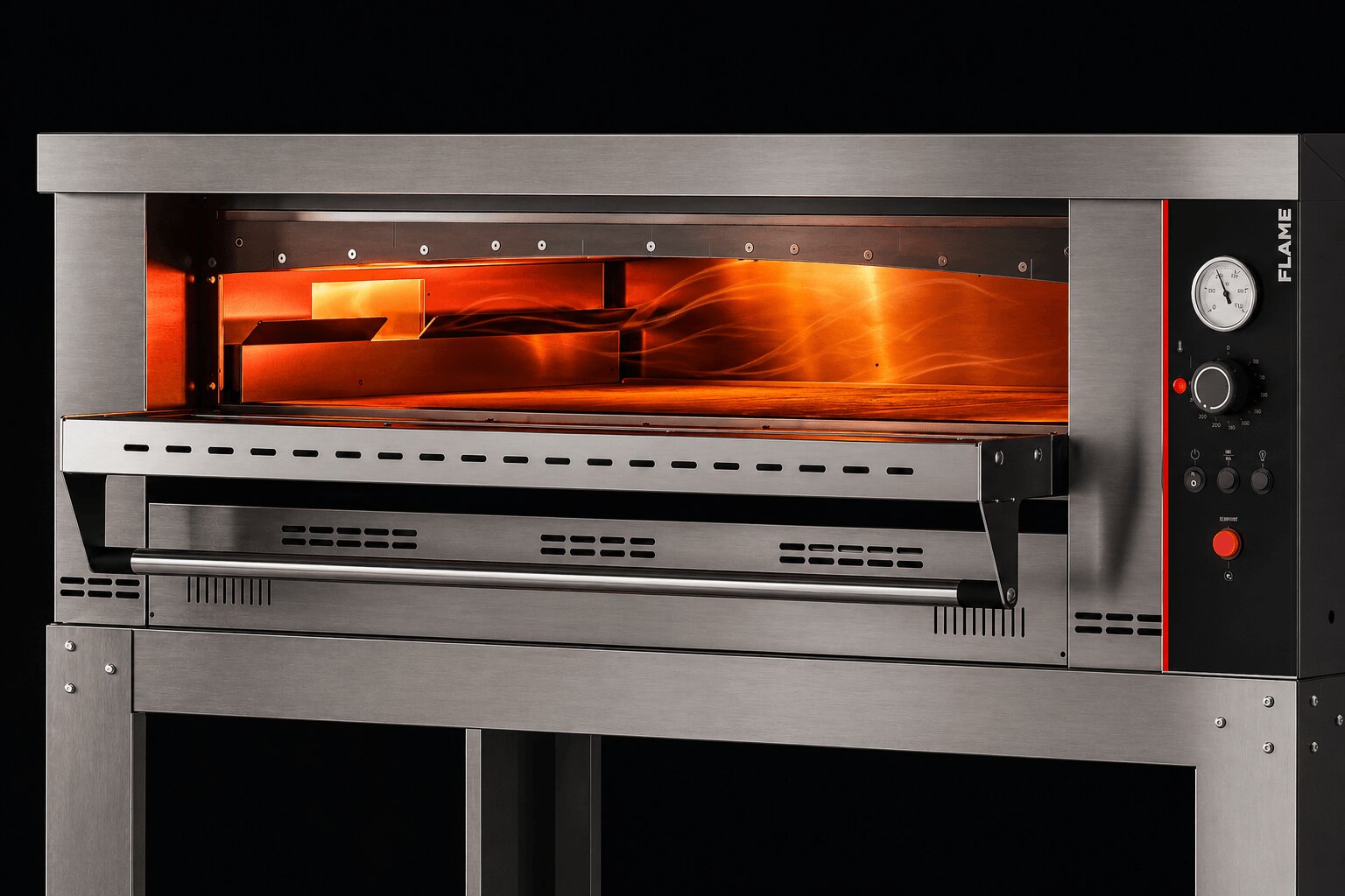 PizzaGroup alagútkemence samottköves fűtési rendszere