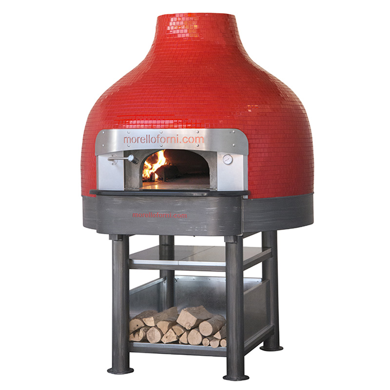 Morello Forni LP tradicionális fatüzelésű pizzakemence vörös burkolattal