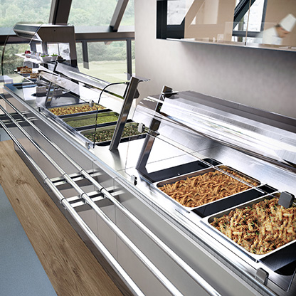 Tecnosteel melegentartó self service pult