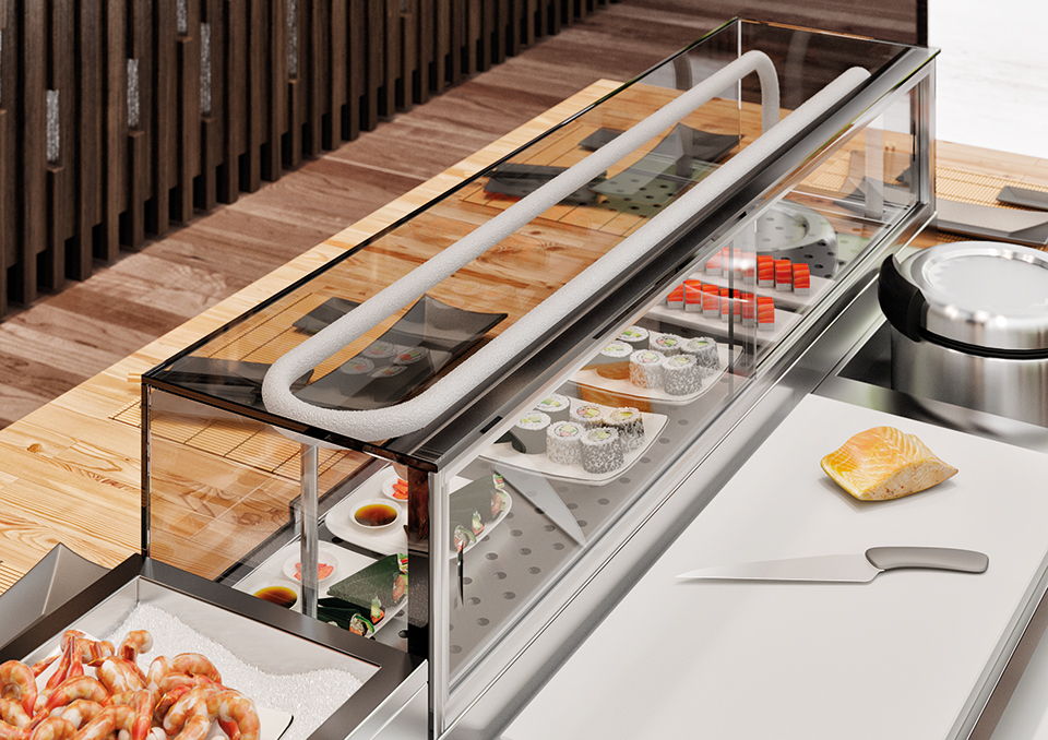 Tecnosteel sushi display